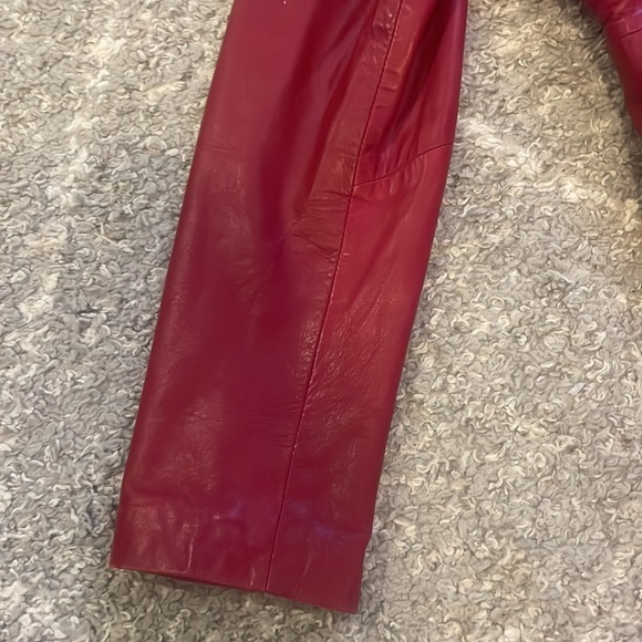 Red Genuine Leather Jacket - Oscar Leopold - Picture 3 of 10